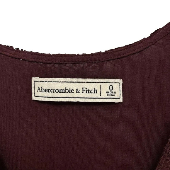 Abercrombie & Fitch Lace Crochet V-Neck Skater Dress Burgundy Mini Dark Romantic - Picture 12 of 14